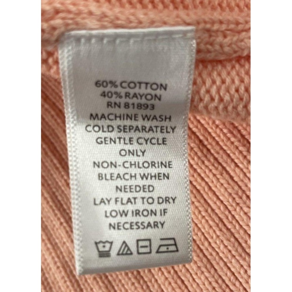 Isaac Mizrahi Live Essentials Peach Coral Cardigan Sweater V-Neck Longline SizeM - Picture 4 of 4
